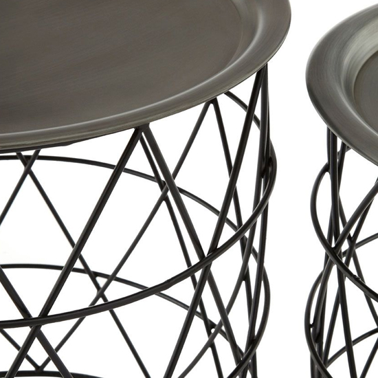 Casa Metal Set Of 2 Side Tables In Zinc And Black