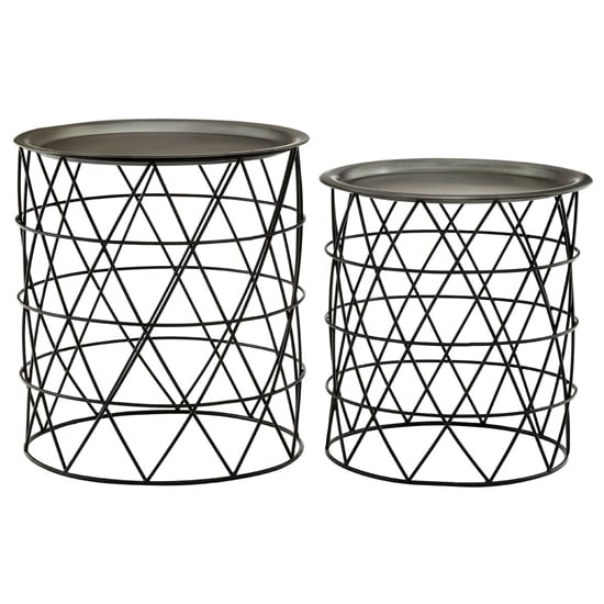 Product photograph of Casa Metal Set Of 2 Side Tables In Zinc And Black from Furniture in Fashion