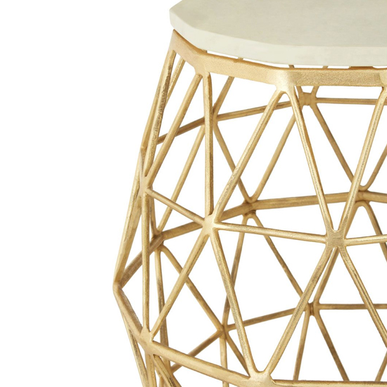 Casa Polygonal Marble Side Table With Gold Aluminium Frame