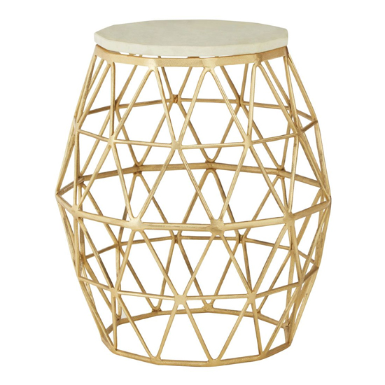 Casa Polygonal Marble Side Table With Gold Aluminium Frame