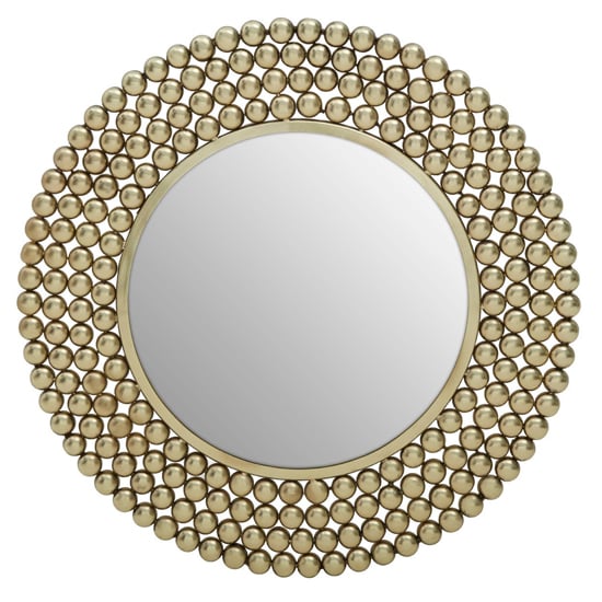 Product photograph of Casa Round Beaded Effect Wall Mirror In Gold Metal Frame from Furniture in Fashion