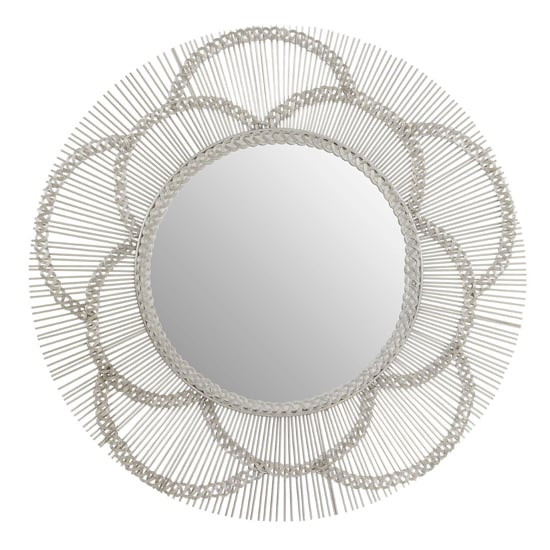 Photo of Casa round floral effect wall mirror in silver metal frame