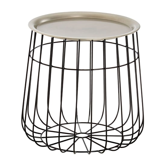 Casa Round Metal Side Table In Silver And Black