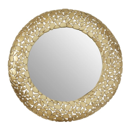 Product photograph of Casa Round Pebble Design Wall Mirror In Brass Metal Frame from Furniture in Fashion
