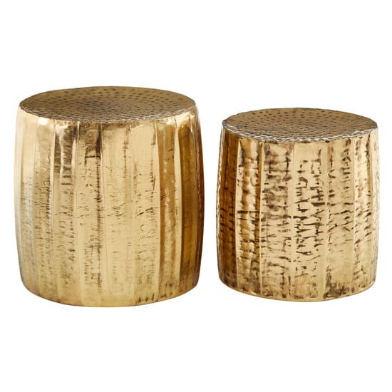 Read more about Casa round set of 2 stools in antique brass