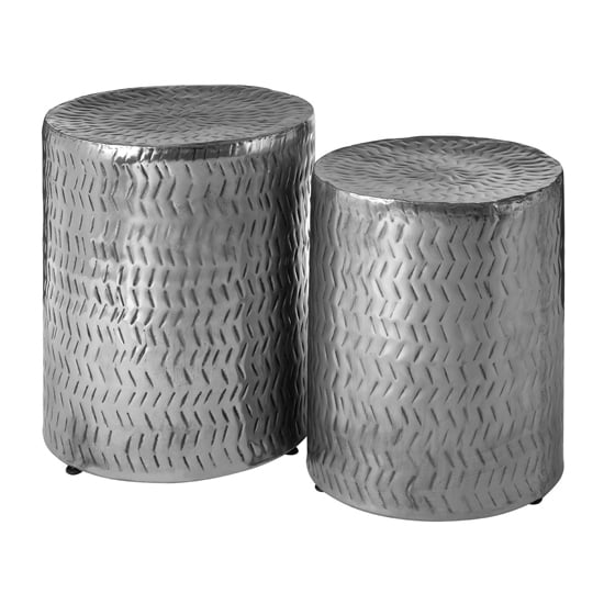 Casa Round Set Of 2 Stools In Nickel