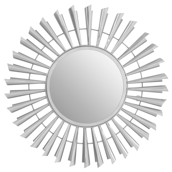 Product photograph of Casa Round Sunburst Effect Wall Mirror In Nickel Metal Frame from Furniture in Fashion