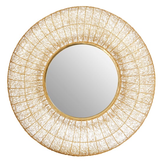 Product photograph of Casa Round Wall Mirror In Gold Metal Frame from Furniture in Fashion