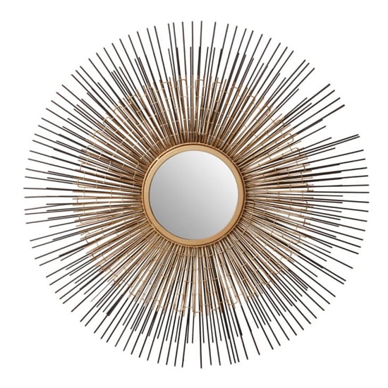 Product photograph of Casa Round Wall Mirror In Nickel And Bronze Metal Frame from Furniture in Fashion