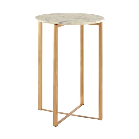 Casa Round White Marble Side Table With Gold Metal Frame_1