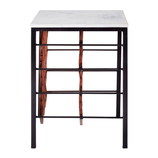 Casa Square White Marble Side Table With Wine Rack Furniture in Fashion