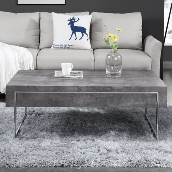 Casa Wooden Coffee Table With 1 Drawer In Concrete Effect_2