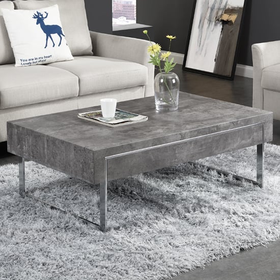 Product photograph of Casa Wooden Coffee Table With 1 Drawer In Concrete Effect from Furniture in Fashion