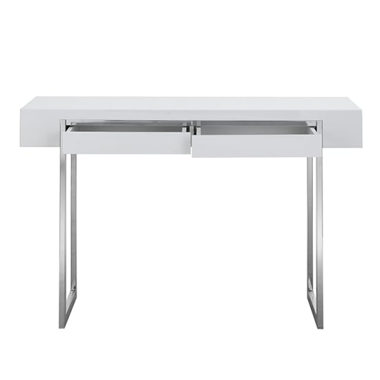 Casa High Gloss Console Table With 2 Drawers In White_4