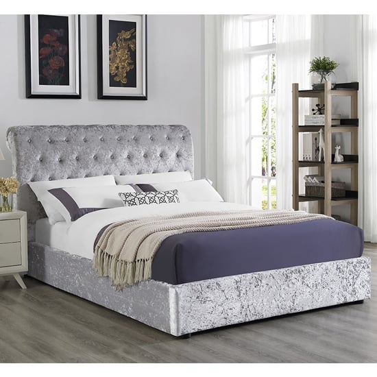 Casablanca Crushed Velvet Storage Double Bed In Grey FiF
