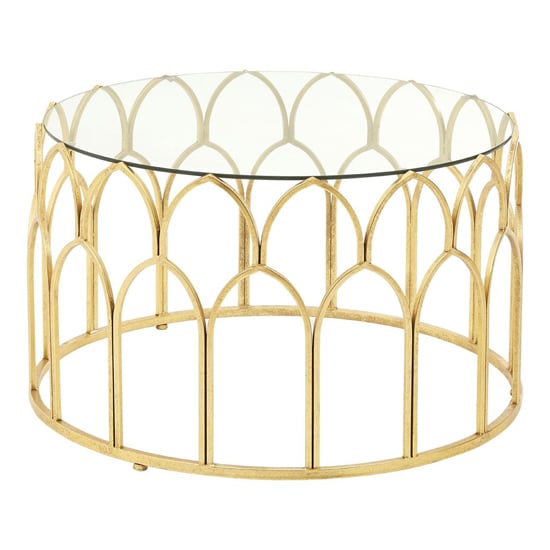 Cascade Clear Glass Top Coffee Table With Gold Leaf Frame