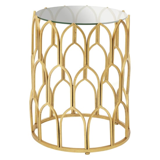 Cascade Clear Glass Top Side Table With Gold Leaf Frame_2