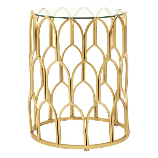 Cascade Clear Glass Top Side Table With Gold Leaf Frame