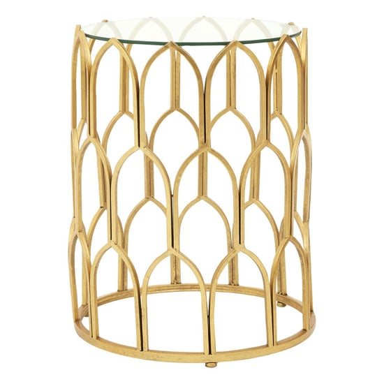 Read more about Cascade clear glass top side table with gold leaf frame