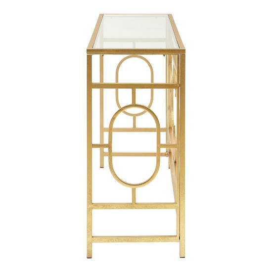 Cascade Glass Console Table Rectangular In Clear And Gold Leaf ...