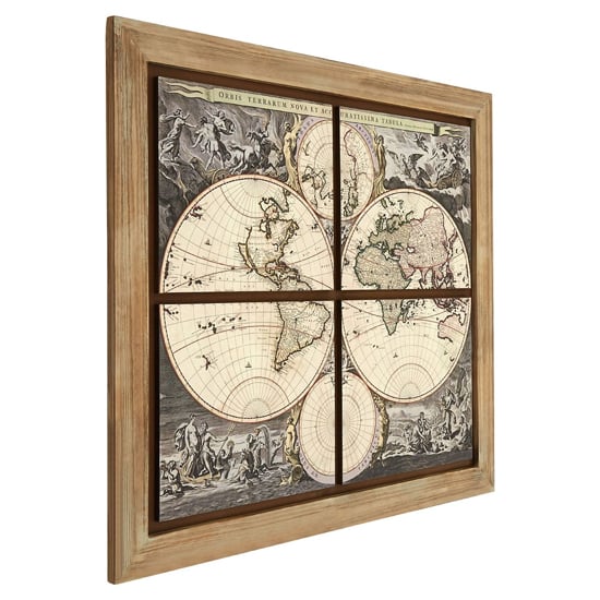 Cascade Map Painting Wooden Wall Art In Natural Frame