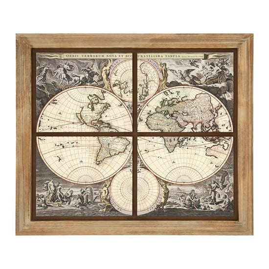 Cascade Map Painting Wooden Wall Art In Natural Frame_1