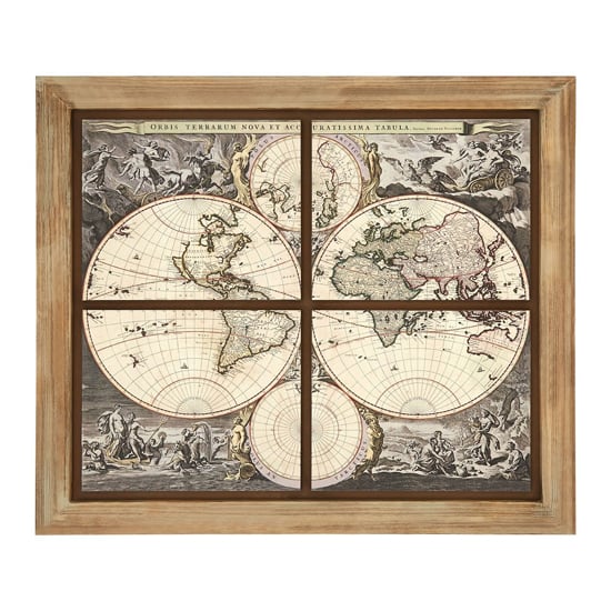 Product photograph of Cascade Map Painting Wooden Wall Art In Natural Frame from Furniture in Fashion