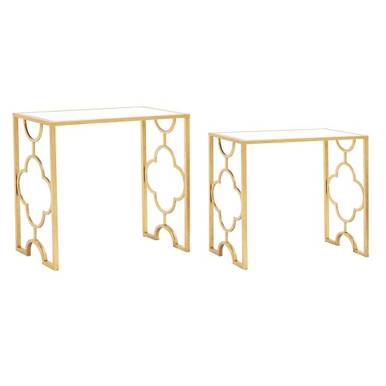Cascade Clear Glass Top Set Of 2 Side Tables With Gold Frame_3