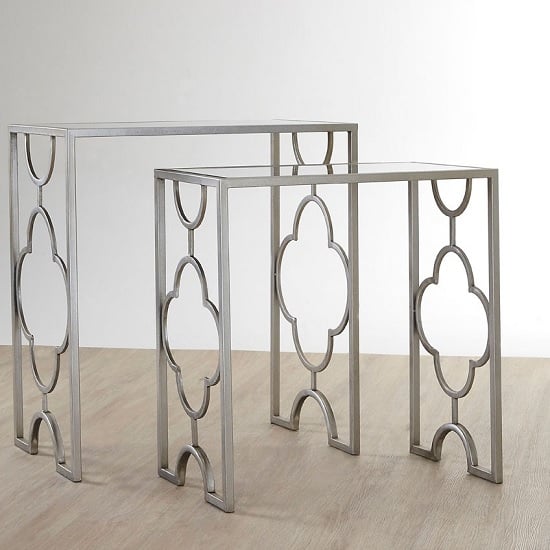 View Cascade set of 2 side tables in mirrored glass and silver leaf