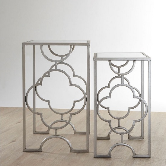 Cascade Clear Glass Top Set Of 2 Side Tables With Silver Frame_2