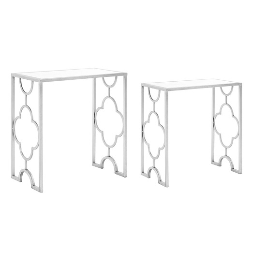 Cascade Clear Glass Top Set Of 2 Side Tables With Silver Frame_3
