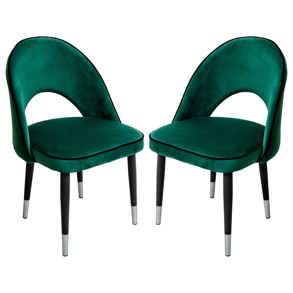 Casey Green Velvet Dining Chairs In Pair