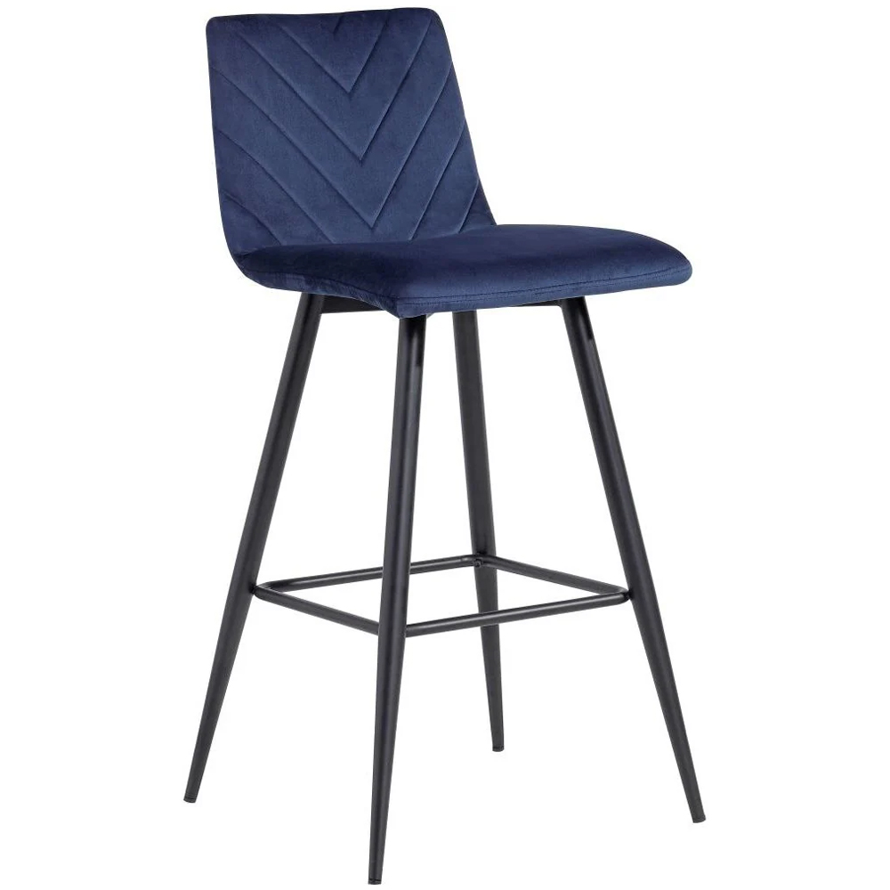 Casey Velvet Bar Stool With Metal Legs In Blue | Furniture in Fashion