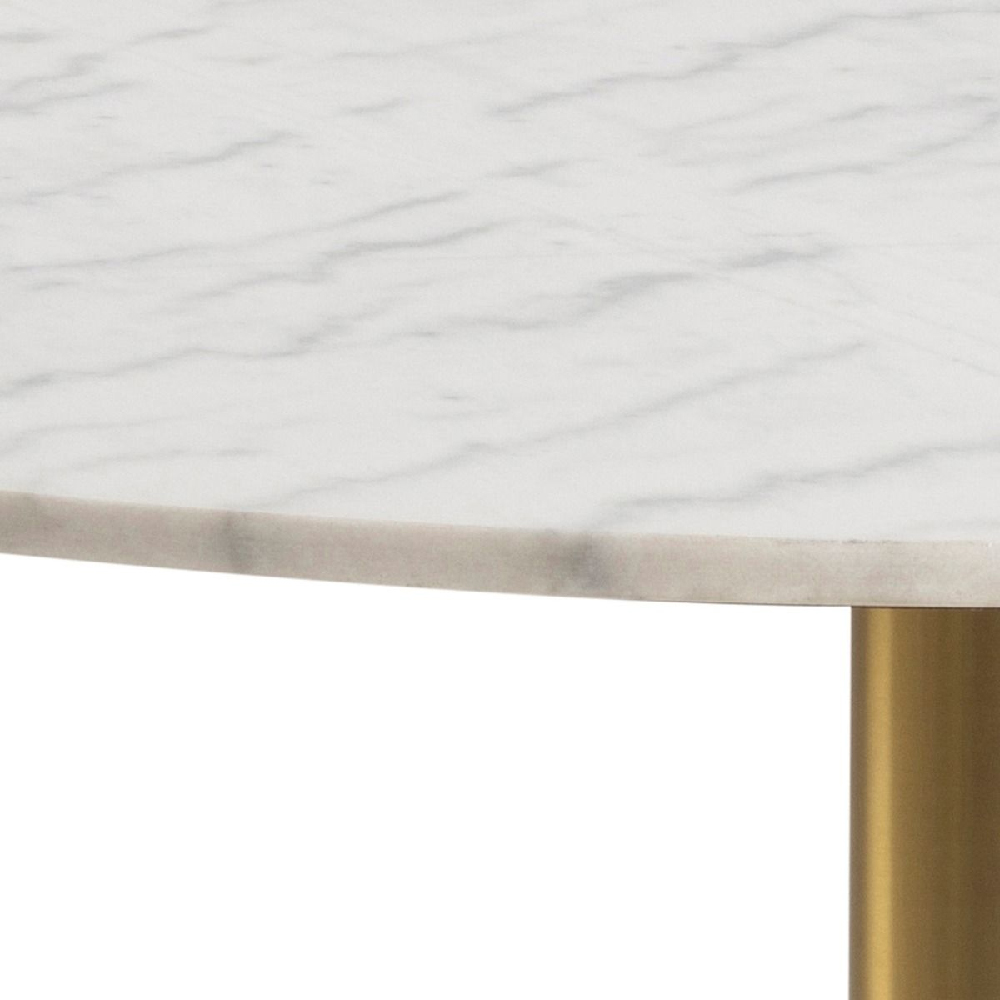 Casey White Marble Dining Table Round With Gold Metal Base