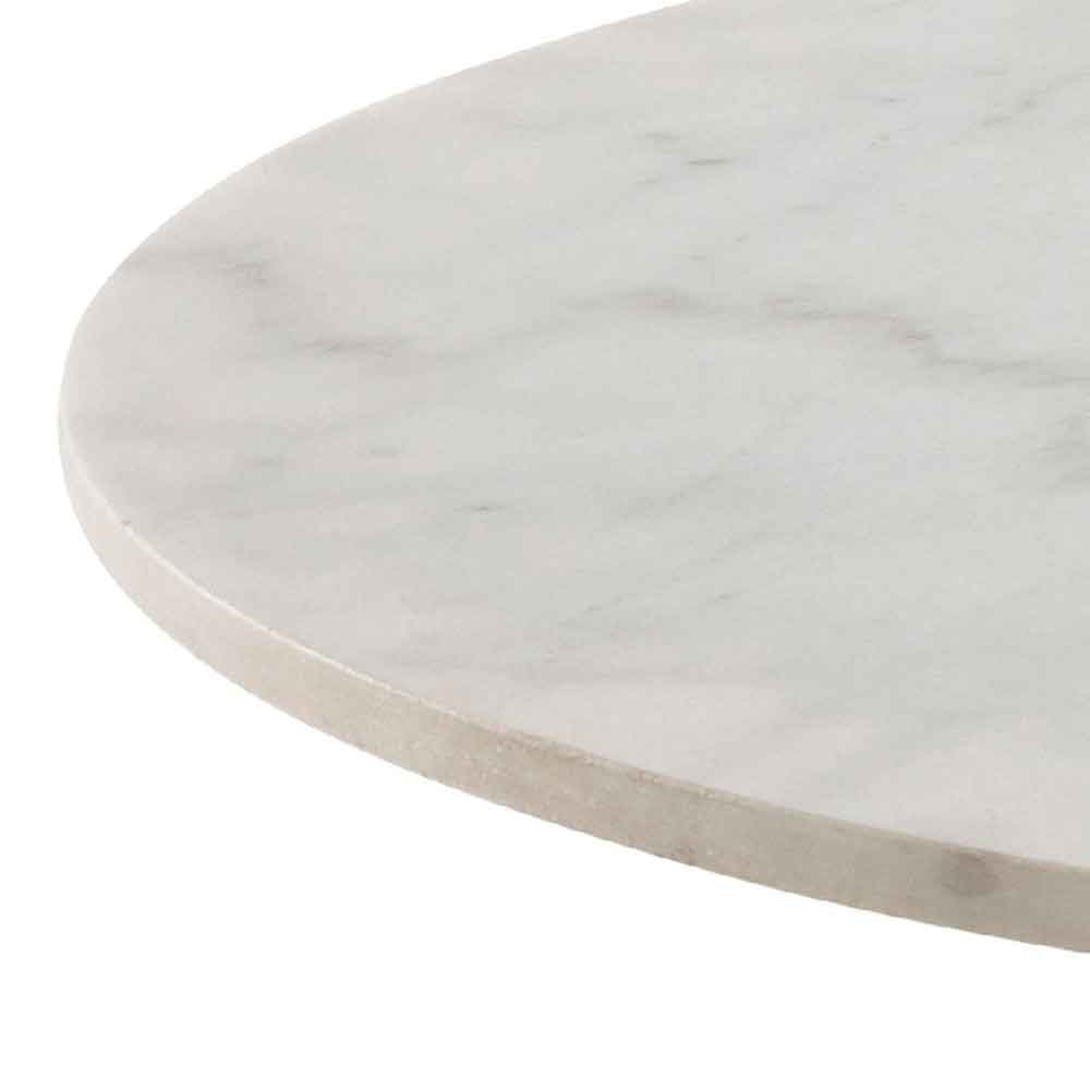 Casey White Marble Top Dining Table with Black Base and 4 Cream Bangor Chairs