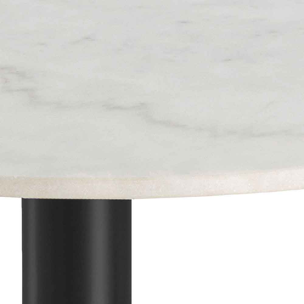 Casey White Marble Top Dining Table with Black Base and 4 Cream Bangor Chairs