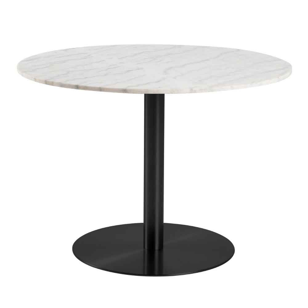 Casey White Marble Top Dining Table with Black Base and 4 Dark Grey Bangor Chairs