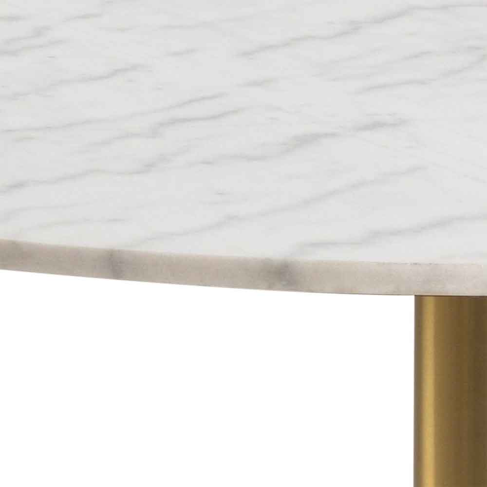 Casey White Marble Top Dining Table with Gold Base and 4 Dark Grey Bangor Chairs