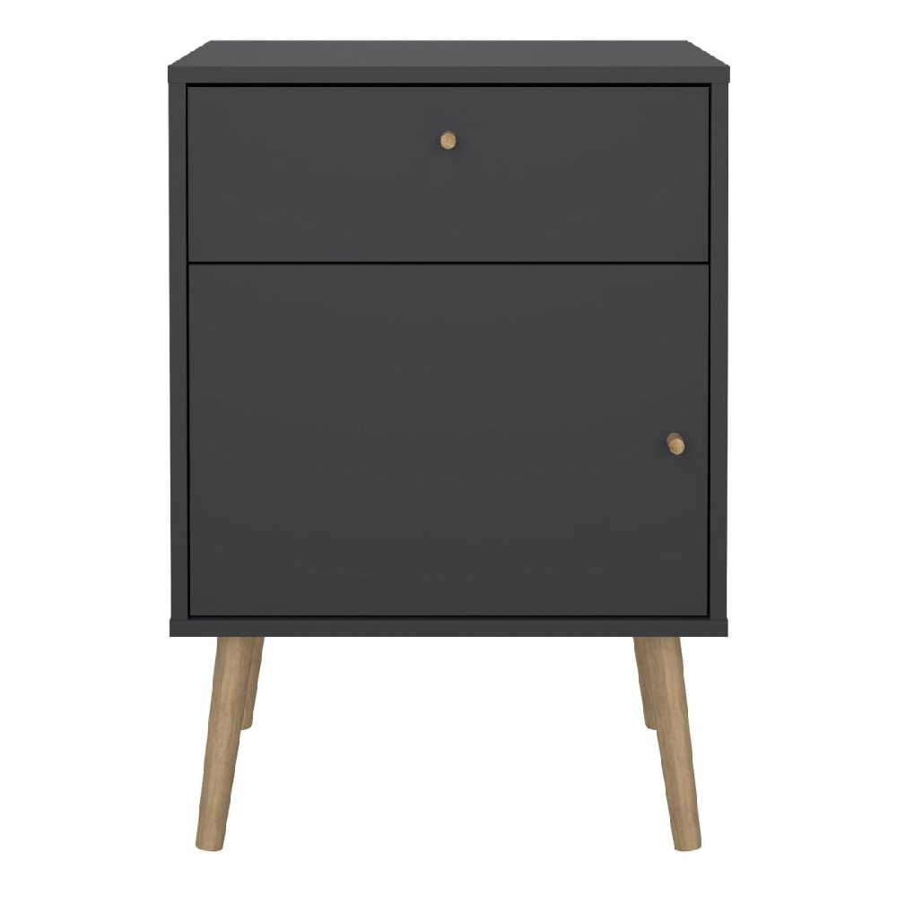 Casey Wooden Bedside Cabinet With 1 Door 1 Drawer In Dark Grey