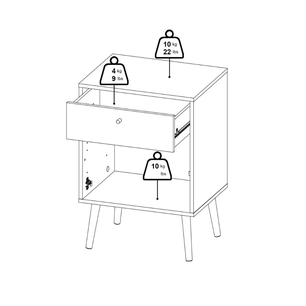 Casey Wooden Bedside Cabinet With 1 Door 1 Drawer In Dark Grey