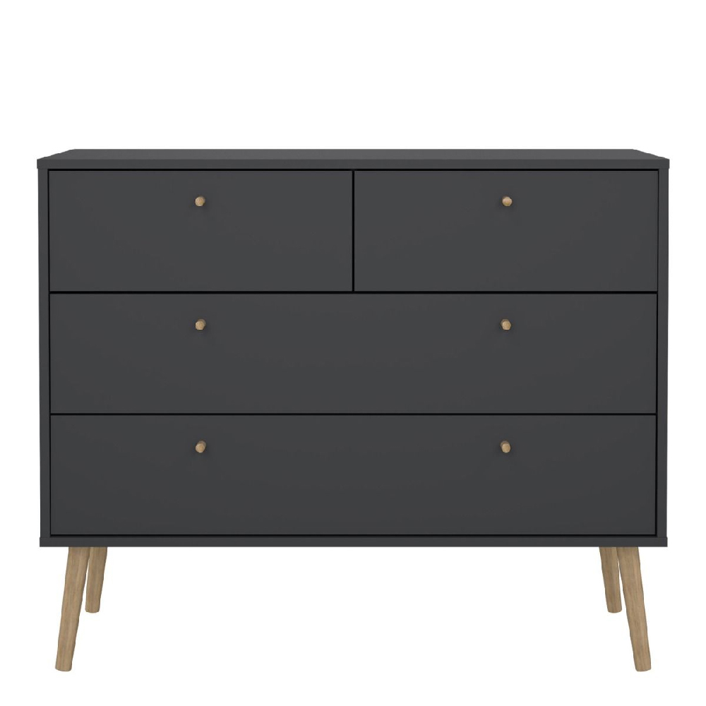 Casey Wooden Chest Of 4 Drawers In Dark Grey