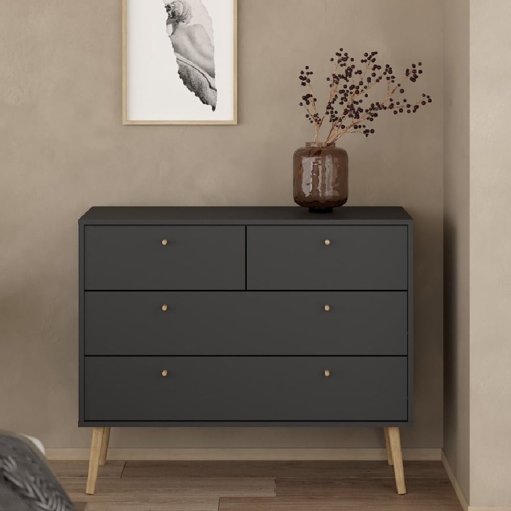 Read more about Casey wooden chest of 4 drawers in dark grey