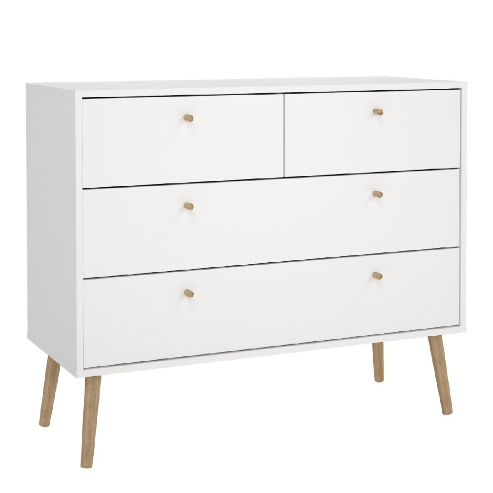 Casey Wooden Chest Of 4 Drawers In White