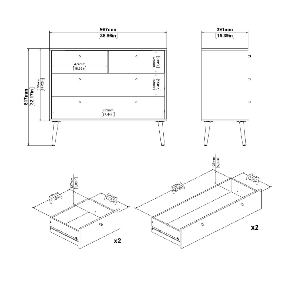 Casey Wooden Chest Of 4 Drawers In White