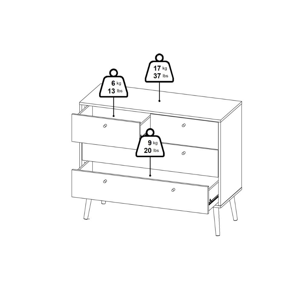 Casey Wooden Chest Of 4 Drawers In White