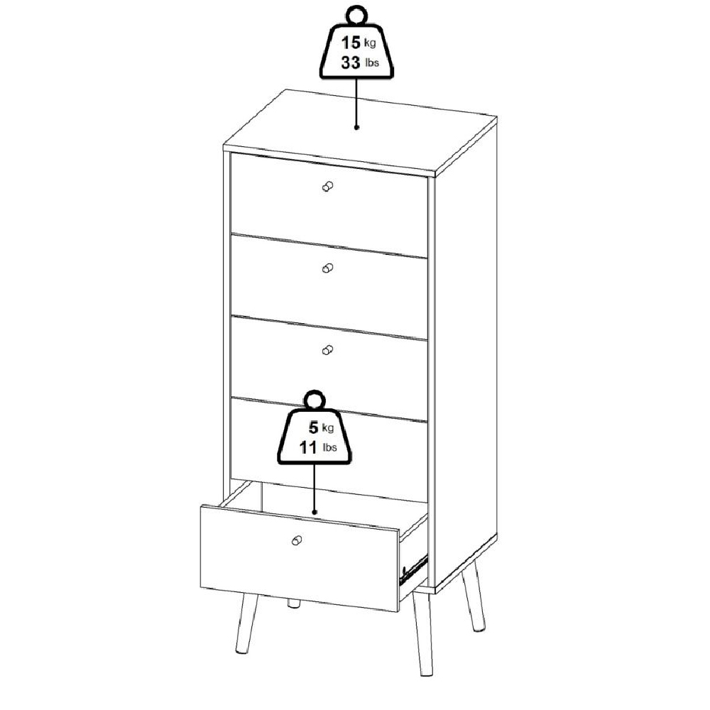 Casey Wooden Chest Of 5 Drawers In Dark Grey
