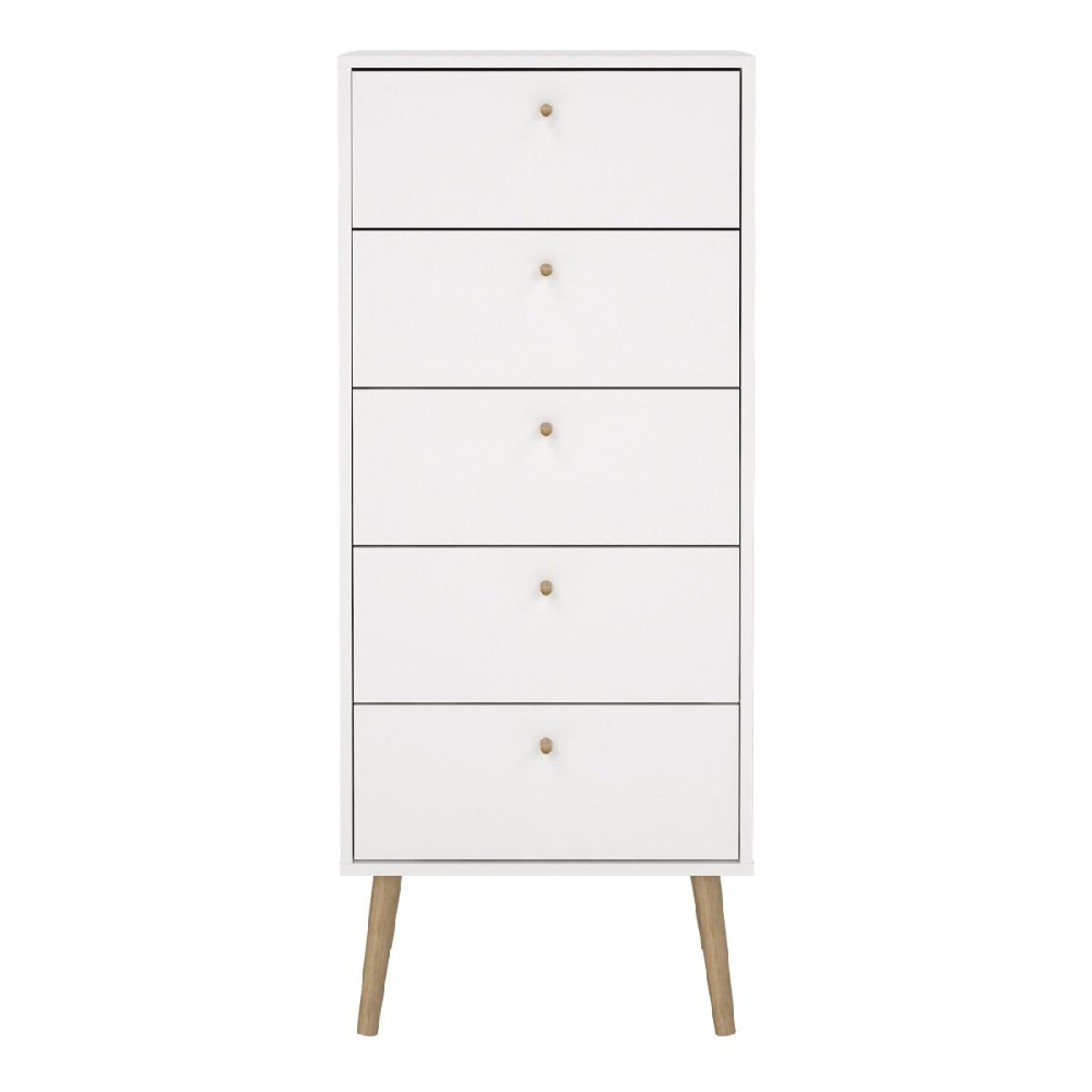 Casey Wooden Chest Of 5 Drawers In White