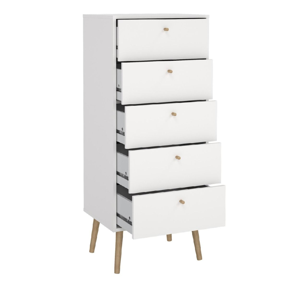 Casey Wooden Chest Of 5 Drawers In White