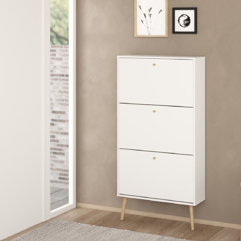 Read more about Casey wooden shoe cabinet with 3 flip doors in white