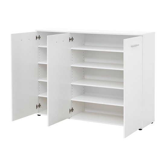 Casey Wooden Shoe Storage Cabinet With 3 Doors In White_2